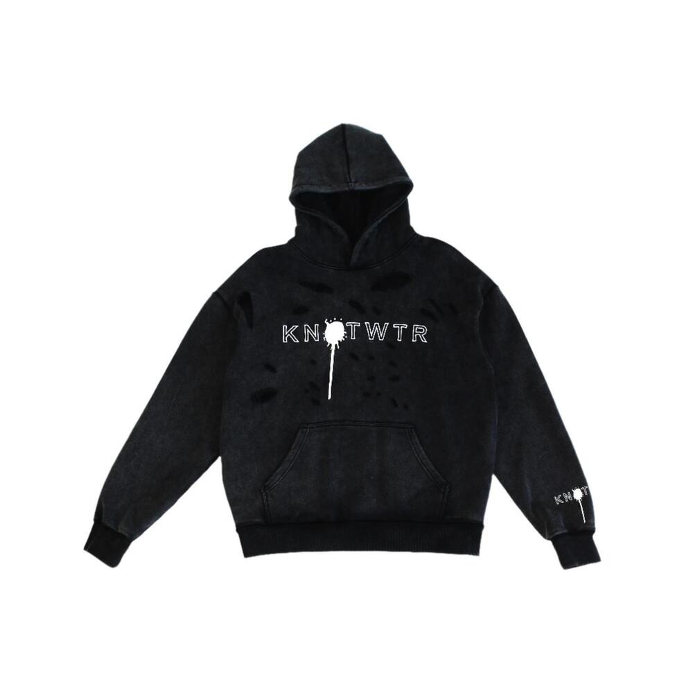 NEW KNOTWTR men's distressed hoodie in acid wash